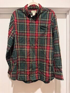 L.L. Bean Red, Green & Yellow Plaid Button-Down Shirt - Kids